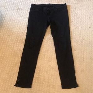 Black J Brand stretchy jeans with zipper bottoms